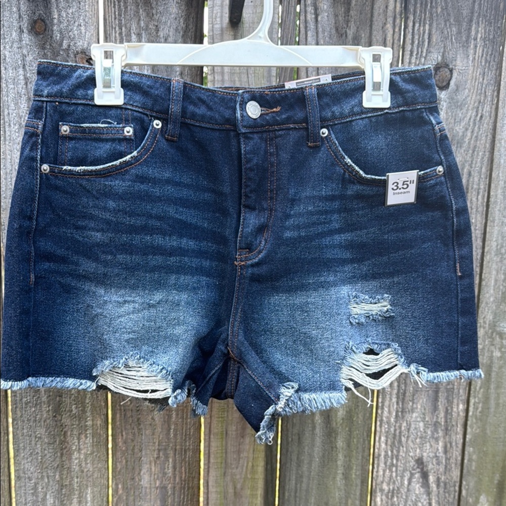 Time and Tru Blue Distressed Jean Shorts Raw Hem